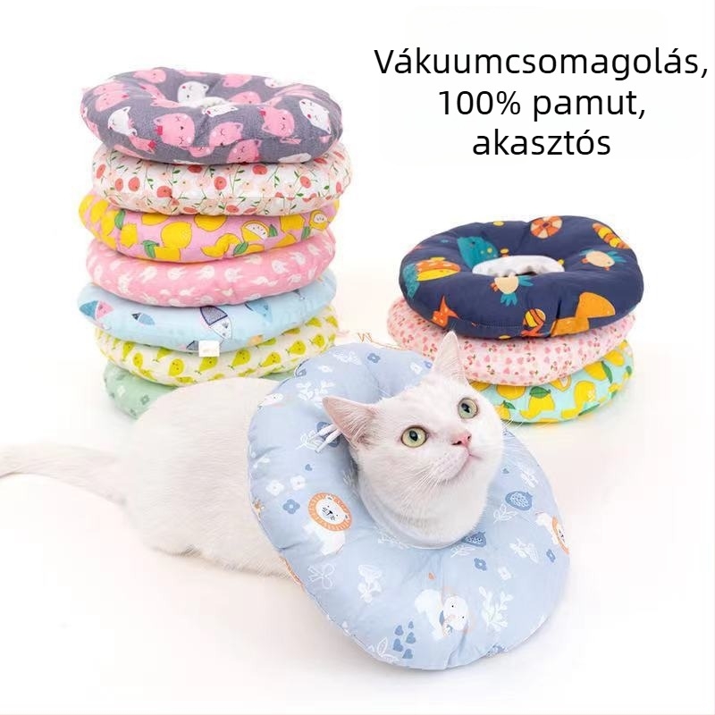 Állati Elizabeth-nyakörv macskák és kutyák számára — rajzfilm minta, poliészter-pamut anyag, általános használat, puha nyak (Rajzfilm minta, Poliészter-pamut anyag, Általános használat, Puha nyak)