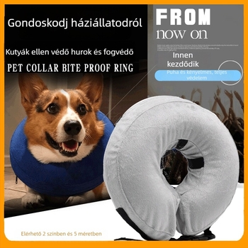 Felfújható kutyanyakörv PVC és flanel anyagból, levehető és mosható, monokróm mintázat, japán/koreai stílus