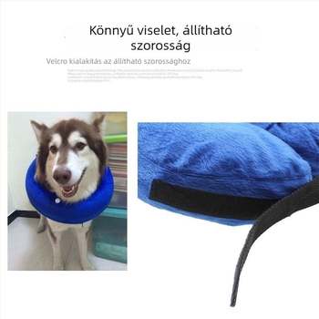 Felfújható kutyanyakörv PVC és flanel anyagból, levehető és mosható, monokróm mintázat, japán/koreai stílus