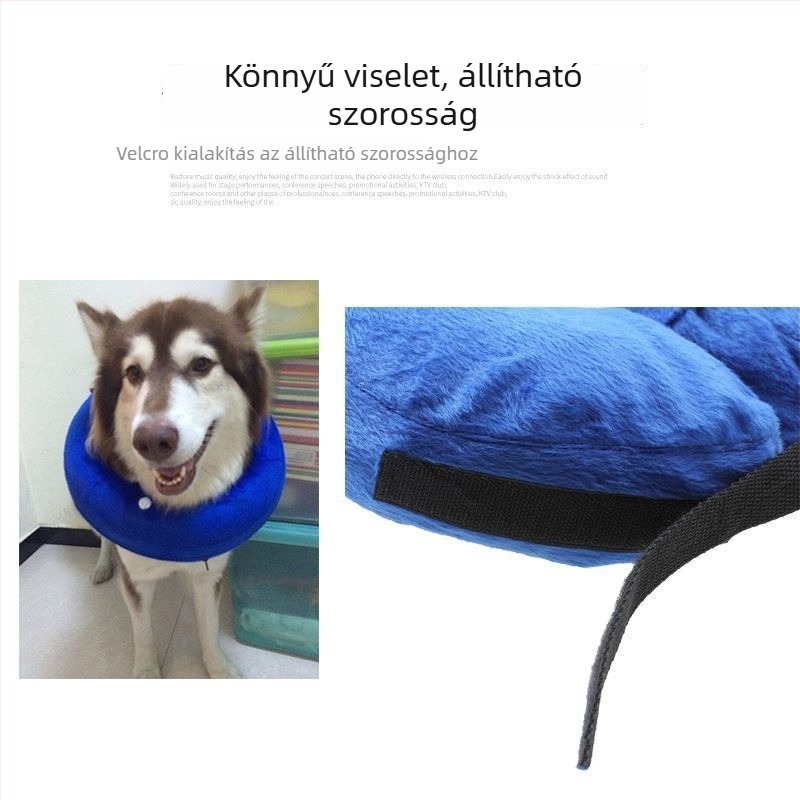 Felfújható kutyanyakörv PVC és flanel anyagból, levehető és mosható, monokróm mintázat, japán/koreai stílus