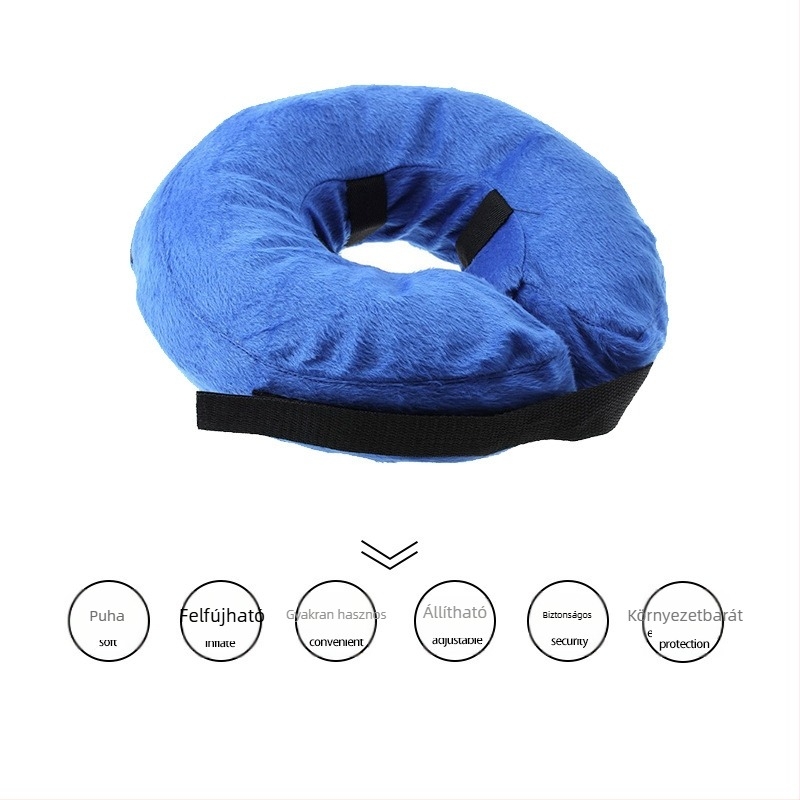 Felfújható kutyanyakörv PVC és flanel anyagból, levehető és mosható, monokróm mintázat, japán/koreai stílus