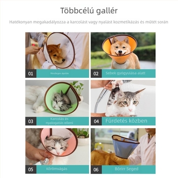 Elizabeth kutya- és macskanyakörv, műanyag anyag, rajzfilmszerű stílus, általános használat
