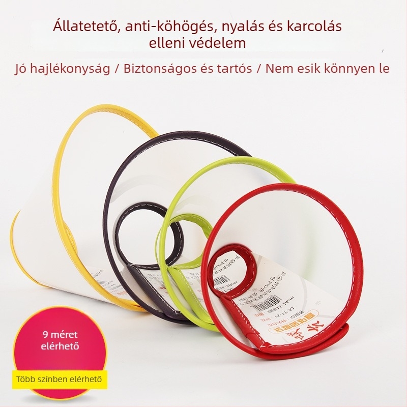 Elizabethan gallér macskáknak és kutyáknak – harapás- és karmolásvédő, PU anyag, egyszínű mintázat, általános használat, egész éves viselet