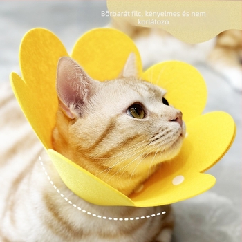 Filcből készült napraforgó mintázatú Elizabeth-korona háziállatoknak – posztoperatív, vízálló, nyalogatás és harapás elleni védelem, macskák és kutyák számára
