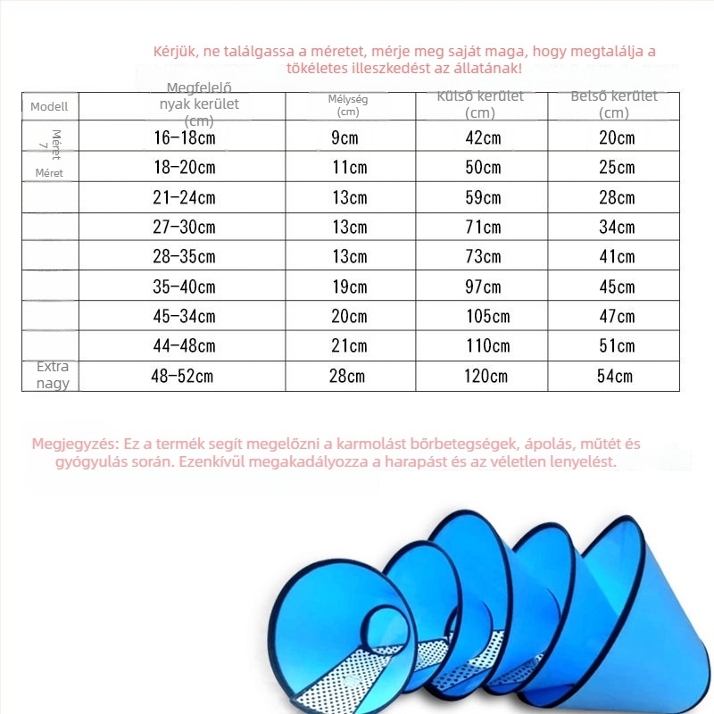 Elizabethán gallér háziállatoknak – puha anyag, nyalogzás elleni védelem, posztoperatív védelem, PP flanel