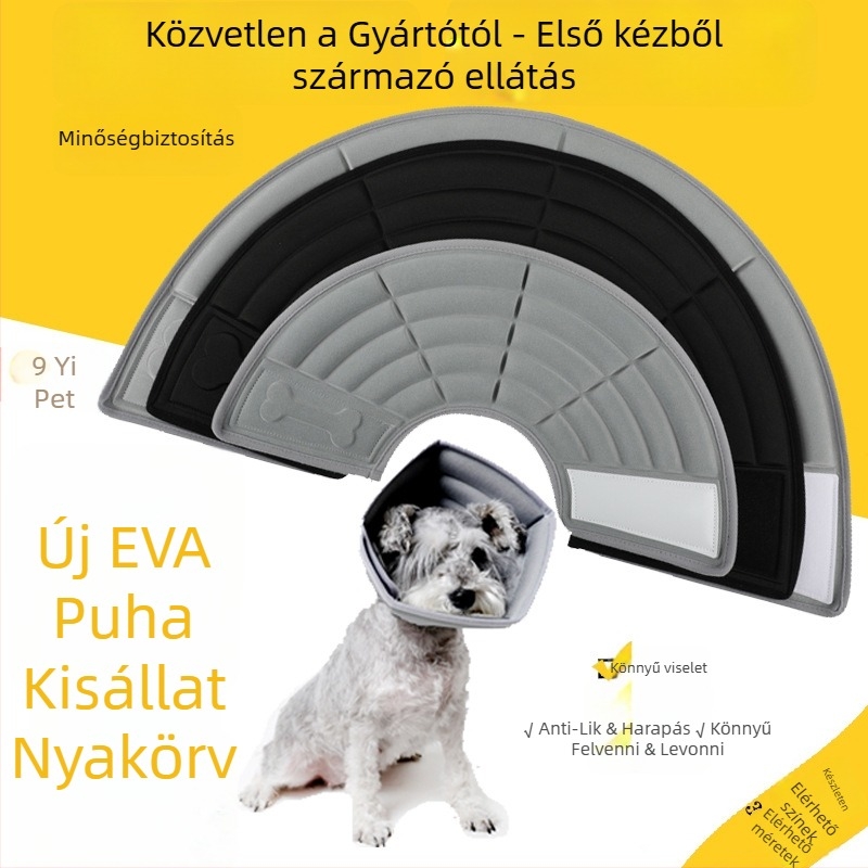 Elizabethán nyakörv kutyáknak, EVA puha kónusz, monokróm minta, univerzális illeszkedés, japán–koreai stílus