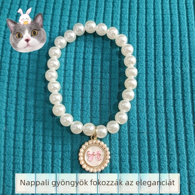 Macska nyakék gyöngyház szív kristály medállal, rozsdamentes acélból, retro stílus