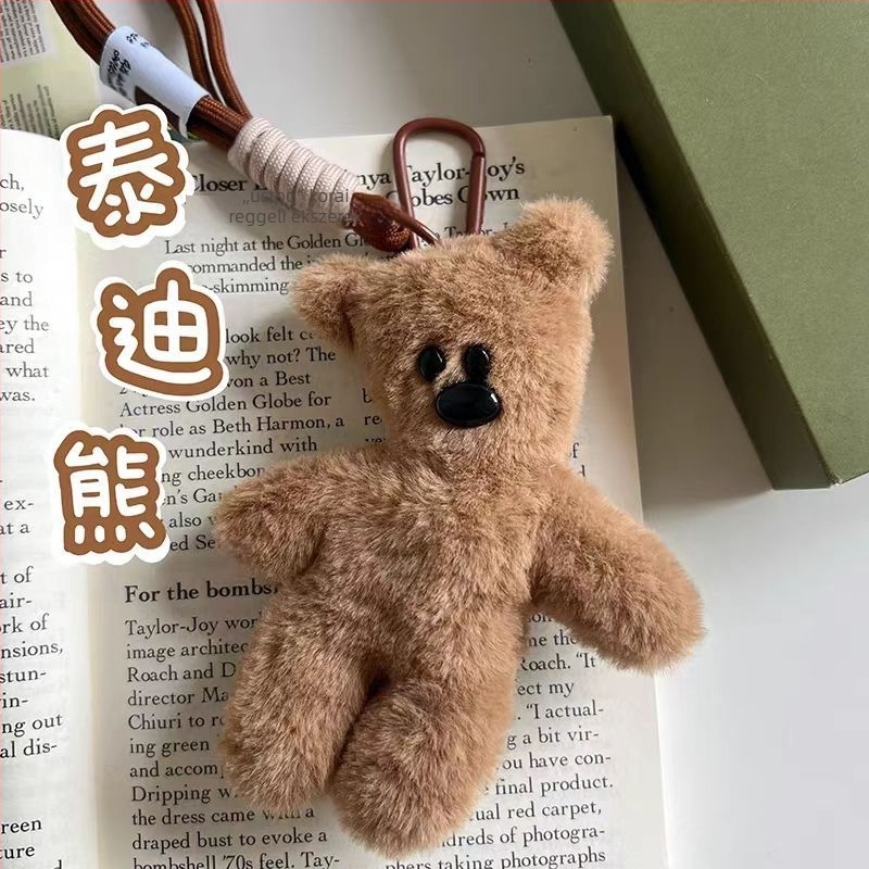 Plüss Teddy maci sálas kulcstartó, Mr. Bean medve hátizsákhoz való kiegészítő