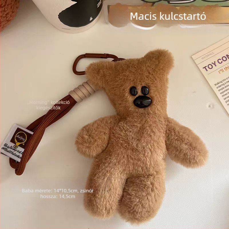 Plüss Teddy maci sálas kulcstartó, Mr. Bean medve hátizsákhoz való kiegészítő