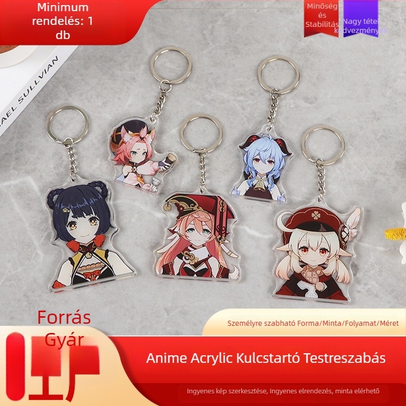 Személyre szabott akril kulcstartó, anime-stílusú karikatúra szöveggel, magas minőség érzet, Zhongtao márka