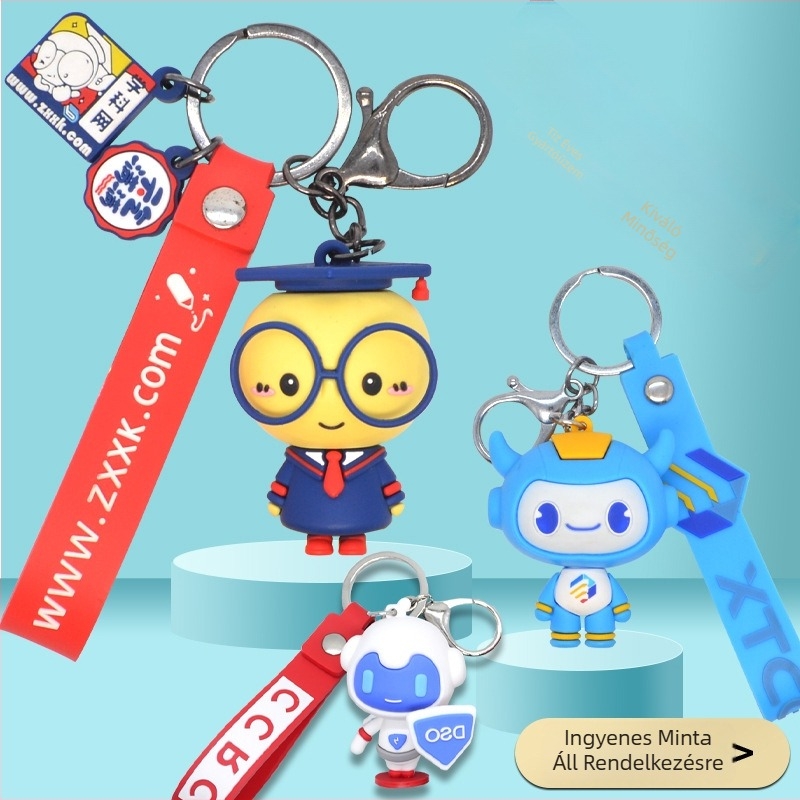 Mascot kulcstartó, 3D drip gel dizájn, PVC lágy gél anyag, fém medál, testreszabható logó nyomtatással