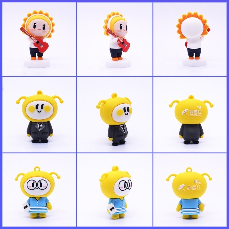 Mascot kulcstartó, 3D drip gel dizájn, PVC lágy gél anyag, fém medál, testreszabható logó nyomtatással