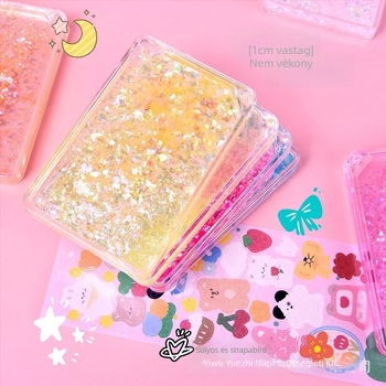 Napló DIY készlet: matricák és medál quicksand mintával, kész ajándék különböző alkalmakra