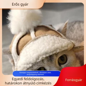 Kültéri sapka háziállatoknak, meleg fleece bélés, szélálló, mongol stílusú