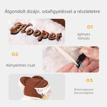 Hoopet Lei Feng fejfedő macskáknak és kutyáknak – aranyos fejfedő, őszi–téli meleg sapka kültéri használatra