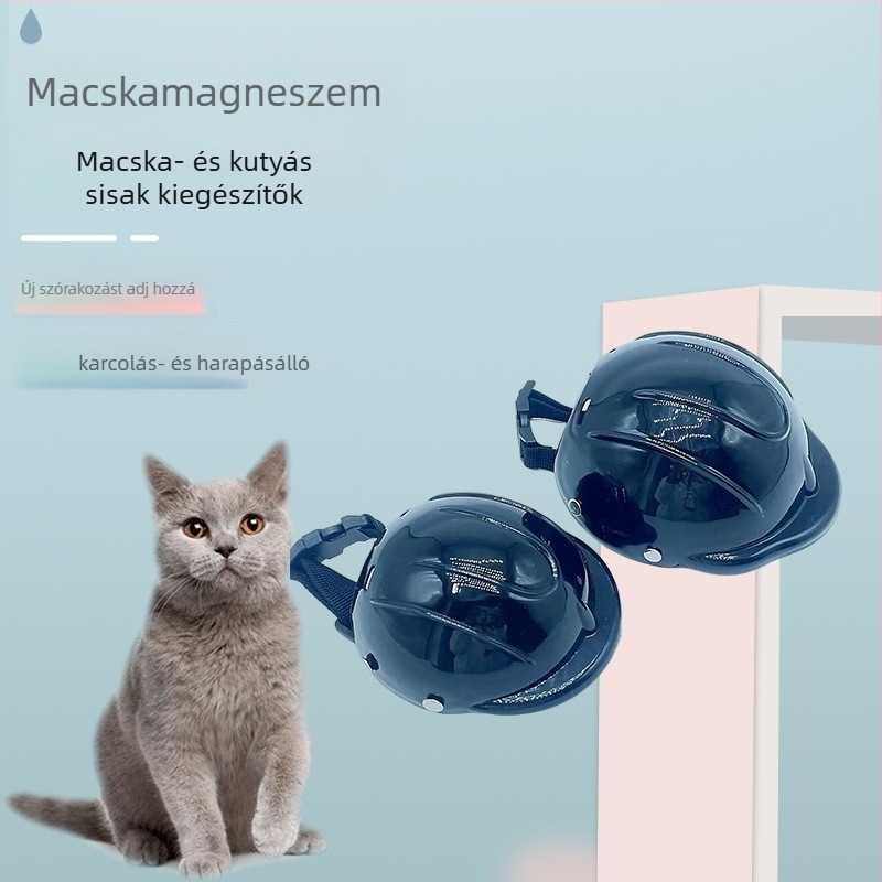 Háziállatok számára motoros sisak kutyáknak és macskáknak - monokróm, műanyag, injektált öntvény, egész éves, kényelmes stílus