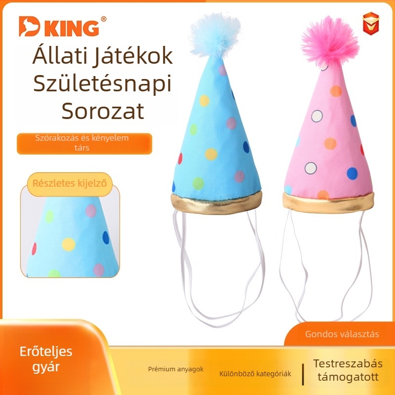 Puha plüss kutyajáték születésnapi sapkával, gyapjú anyagból, egész évben használható