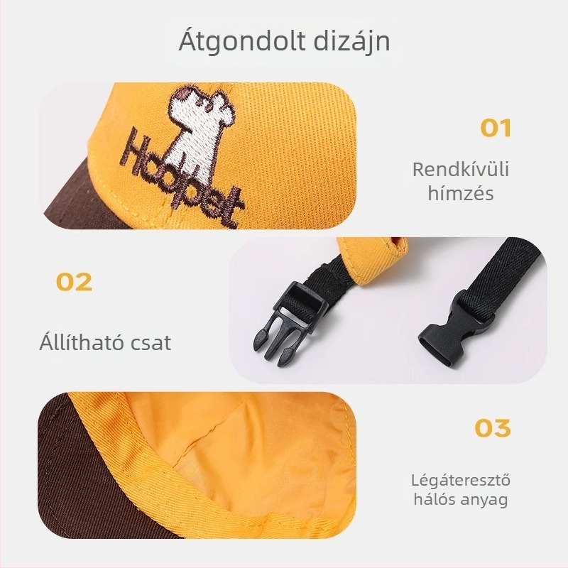 Kutyáknak és háziállatoknak szánt napvédő sapka – Cartoon minta, 100% pamut, négy évszakos, könnyed stílus