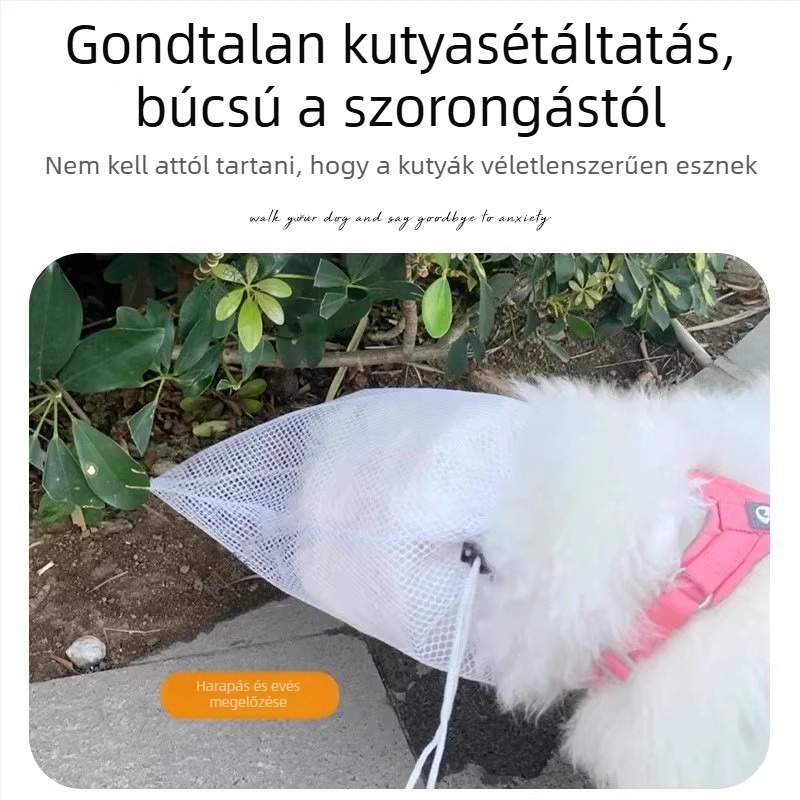 Kutyafej kapucnis fejfedő kültéri használatra hálós arcvédővel, megakadályozza a harapást és a nyalogatást