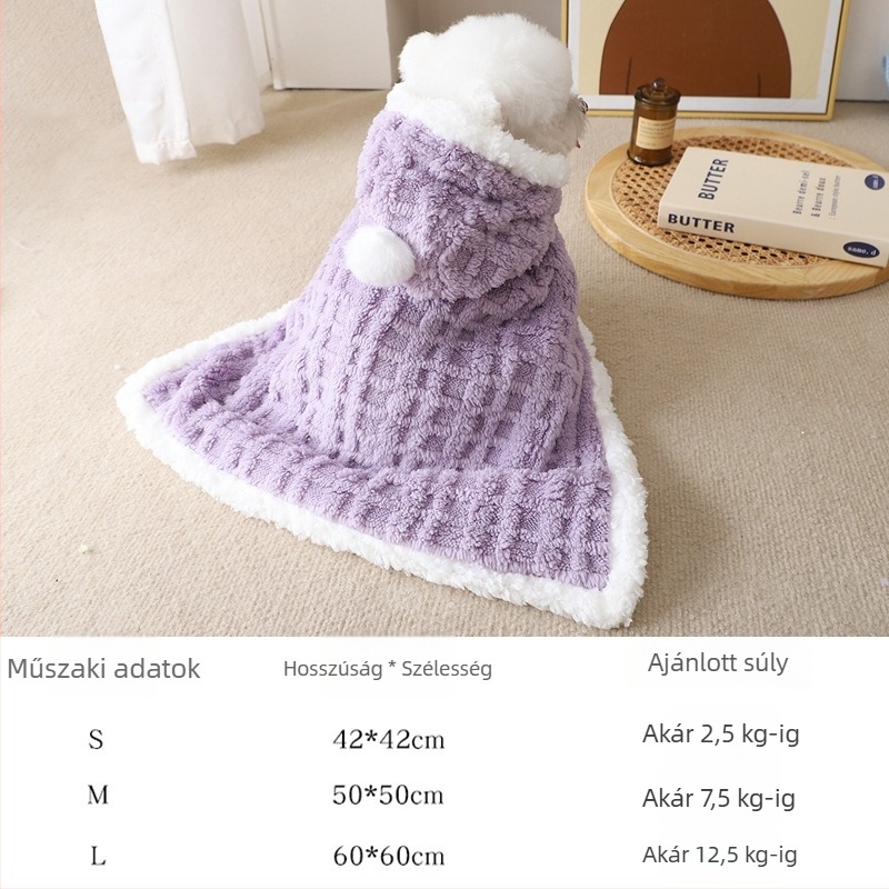 Kutyák téli kapucnis kabát waffle mintázattal, lezser stílus, Leshuang Pet Tools márka