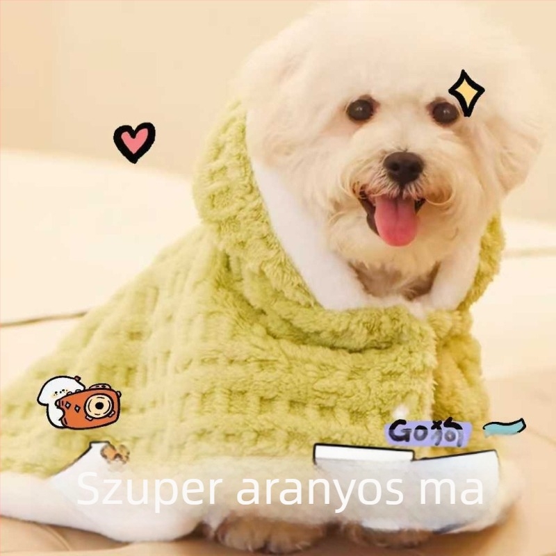 Őszi-téli kapucnis kutyaköpeny kis- és közepes méretű kutyáknak, Bichon, kockás mintázat