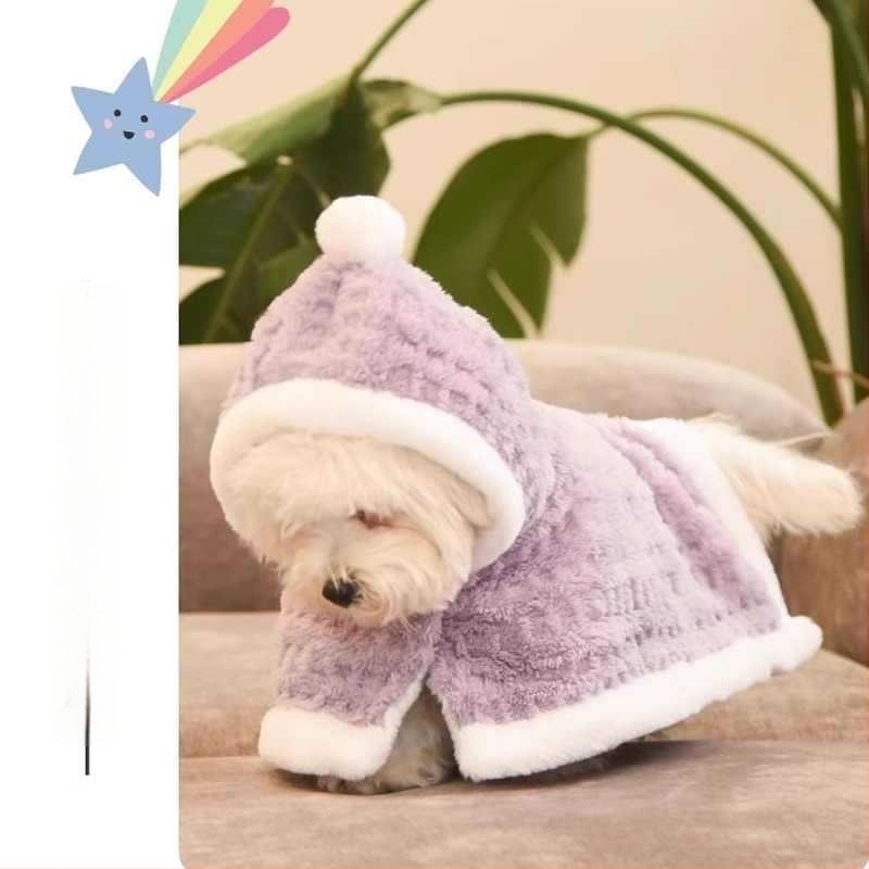 Őszi-téli kapucnis kutyaköpeny kis- és közepes méretű kutyáknak, Bichon, kockás mintázat