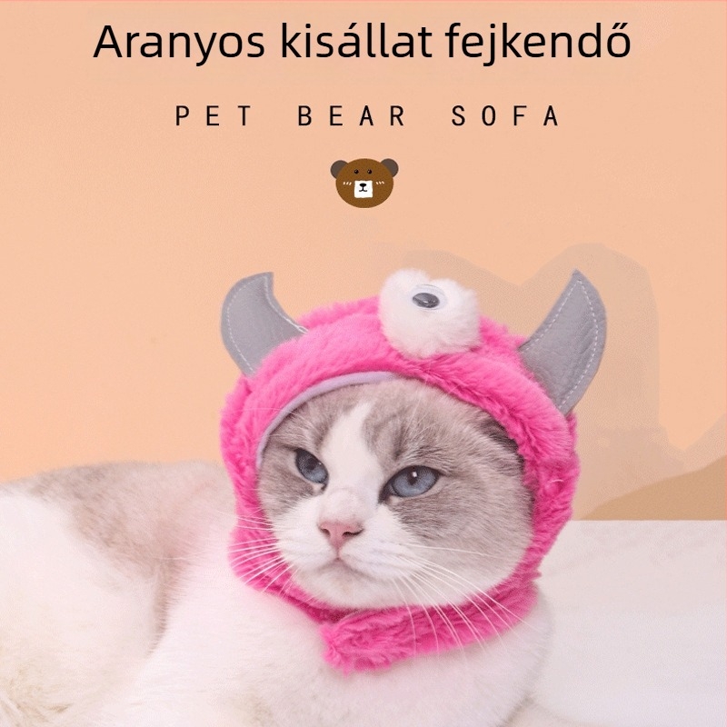 Démon-stílusú plüss állatsapka macskáknak és kutyáknak, pamut, egész éves viselet, Japán/Korea stílus, Halloween kiegészítő