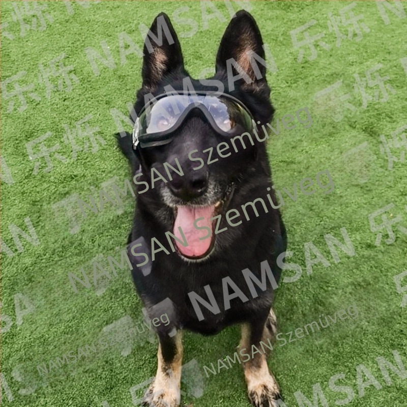 Kutyavédő szemüveg polikarbonát lencsékkel, gumírozott keret, vízálló, szélálló, UV-védelem