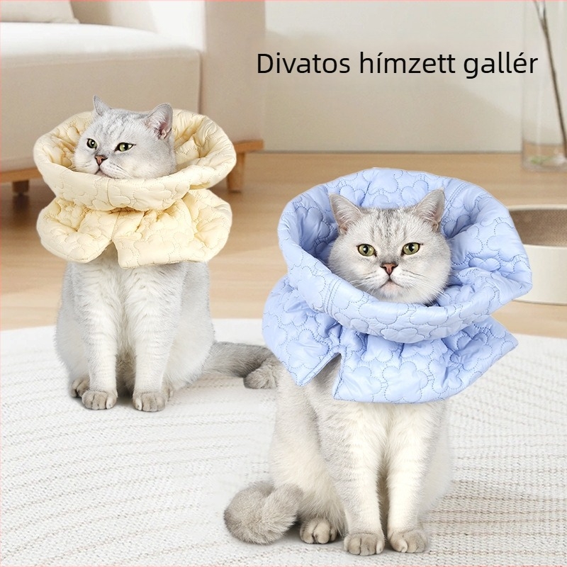 Hímzett Elizabéti gallér háziállatok számára — meleg nyak körüli sál, harapás elleni védelem, macskáknak és kutyáknak