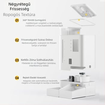 Okos automata etető macskáknak és kutyáknak integrált étel- és vízadagolóval