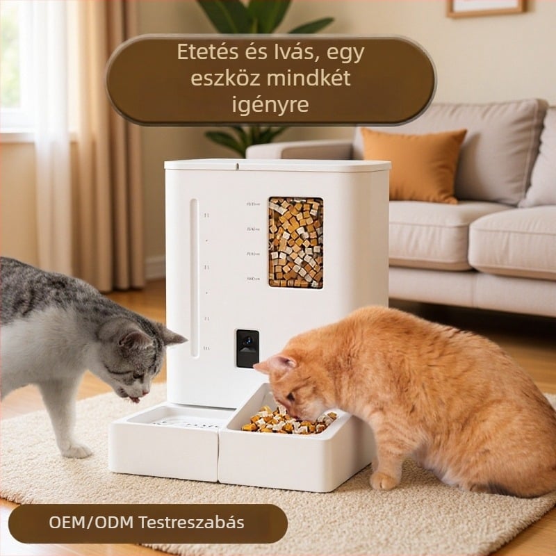 Okos automata etető macskáknak és kutyáknak integrált étel- és vízadagolóval