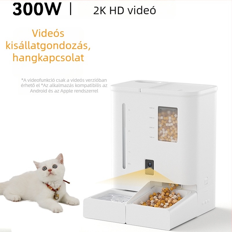 Okos automata etető macskáknak és kutyáknak integrált étel- és vízadagolóval