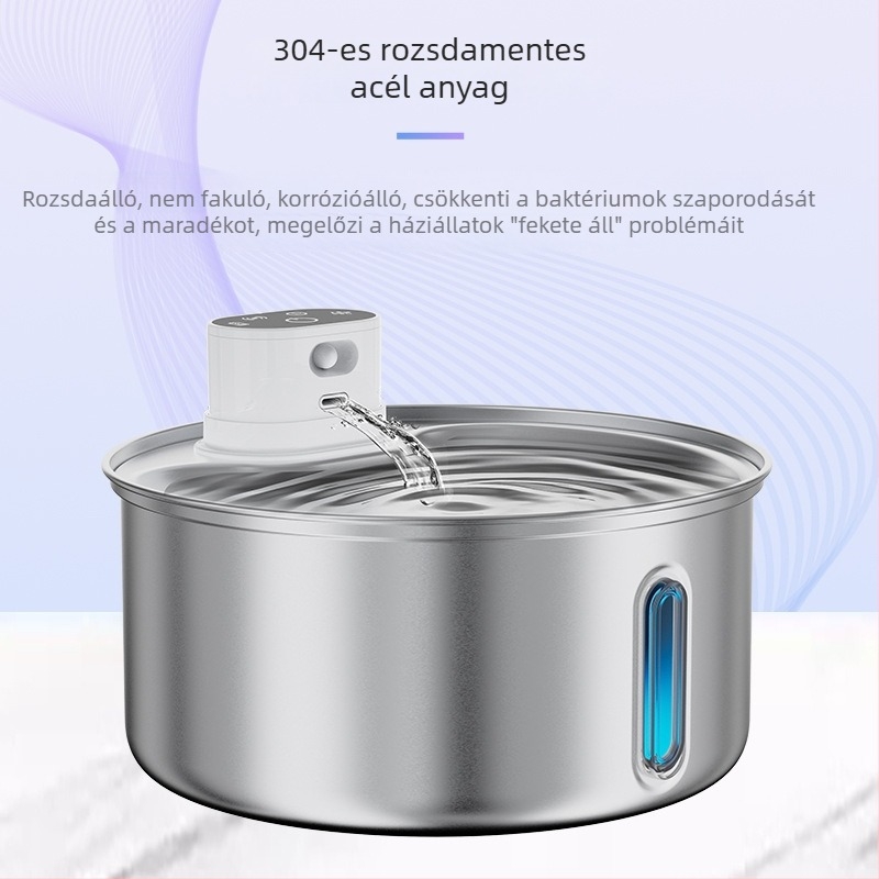 Vezeték nélküli vízadagoló háziállatok számára, csendes, nagy kapacitású, automatikus keringés, rozsdamentes acél