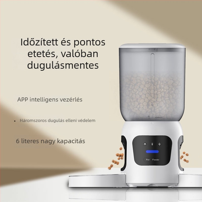 Két tálas okos etető macskáknak és kis testű kutyáknak WiFi videóval, távoli vezérléssel