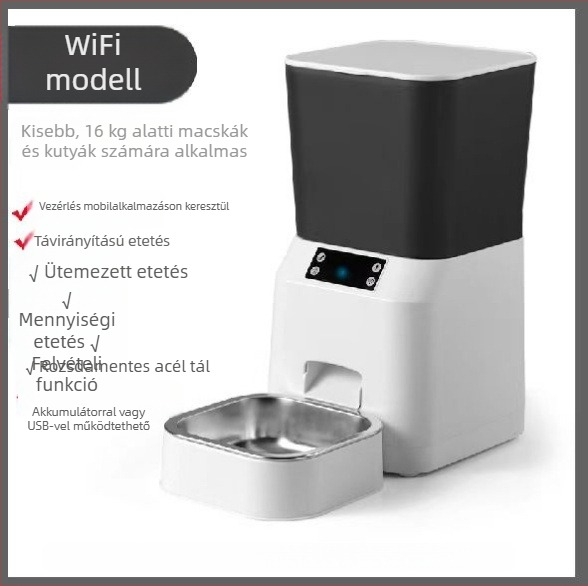 Okos all-in-one etető háziállatok számára, automatikus etetés és vízadagoló, távoli videóvezérlés