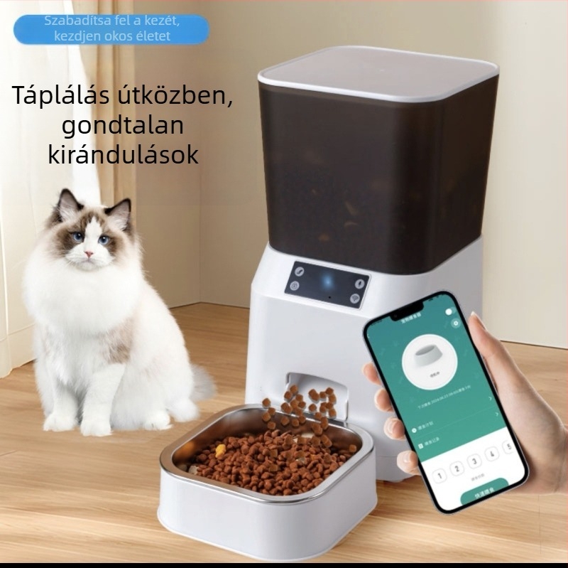 Okos all-in-one etető háziállatok számára, automatikus etetés és vízadagoló, távoli videóvezérlés