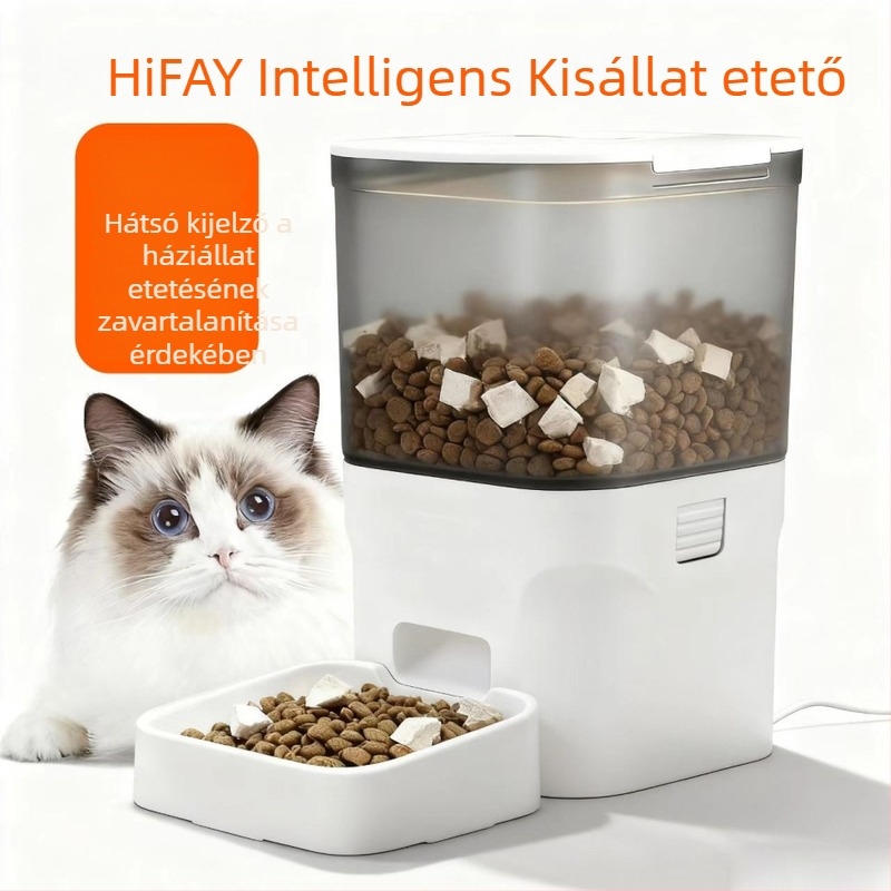 Intelligens kisállat etető macskáknak és kutyáknak, 4L kapacitás, leválasztható kialakítás, beépített 18650-es akkumulátor, modell ATX4, tömeg 1,1 kg, alkalmazás nem támogatott