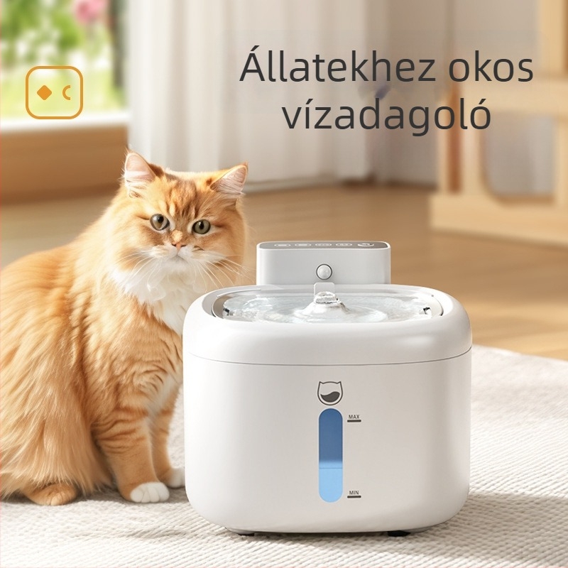 Háziállatok számára intelligens vízadagoló vezeték nélküli körforgással és szűréssel, akkumulátorral és intelligens érzékelővel
