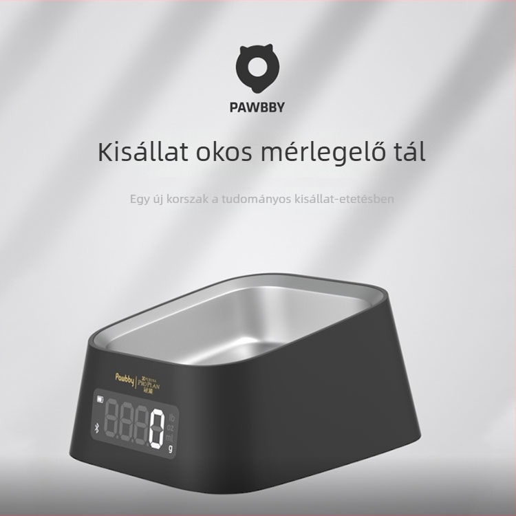 PAWBBY intelligens háziállat tál, etetés és étkezés naplózással, tudományos etetés, intelligens testsúly-kezelés, fekete, időzített automatikus etetés