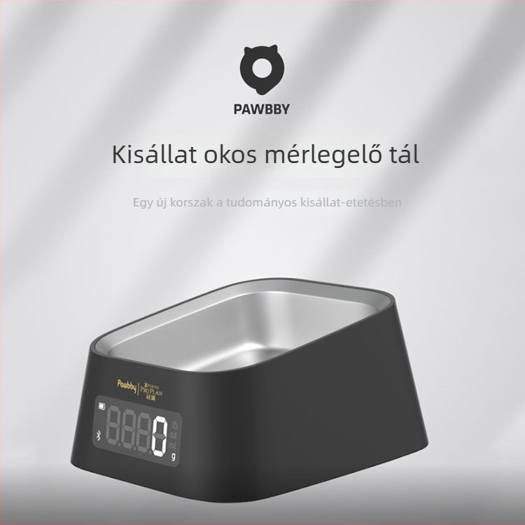 PAWBBY intelligens háziállat tál, etetés és étkezés naplózással, tudományos etetés, intelligens testsúly-kezelés, fekete, időzített automatikus etetés