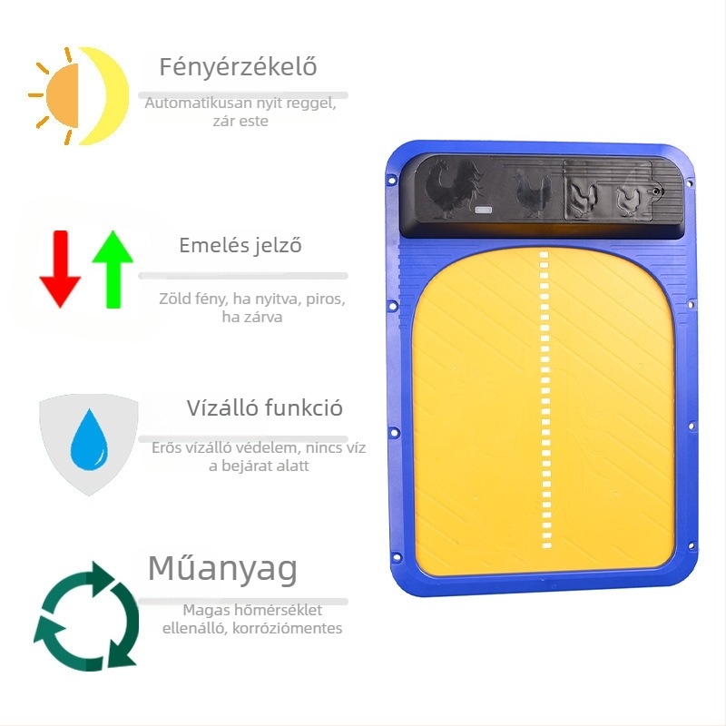 Okos csirkeólajtó fényérzékelős automatikus nyitással és indukciós kapcsolóval (kivehető motor; alkalmas csirkék, kacsák és ludak számára)