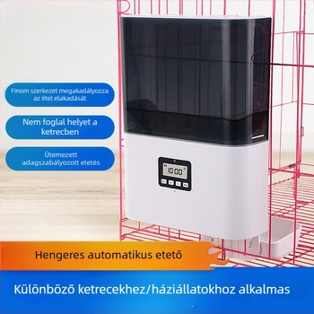 Okos, akasztott ketrecre szerelhető automata etető macskáknak és kutyáknak