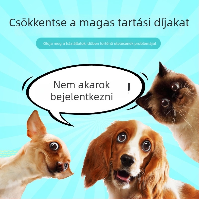 Okos, akasztott ketrecre szerelhető automata etető macskáknak és kutyáknak