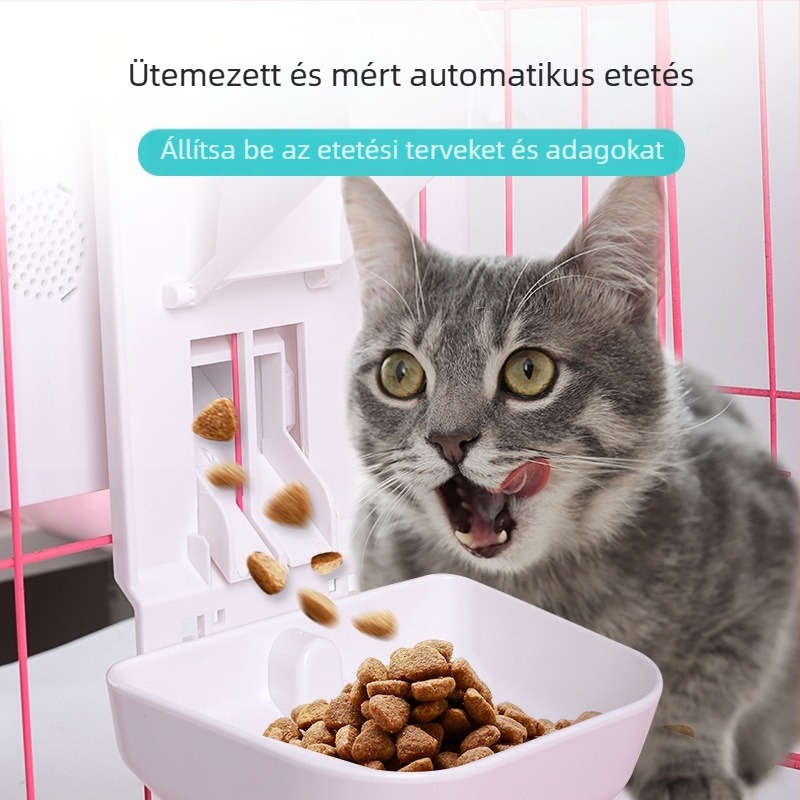 Okos, akasztott ketrecre szerelhető automata etető macskáknak és kutyáknak