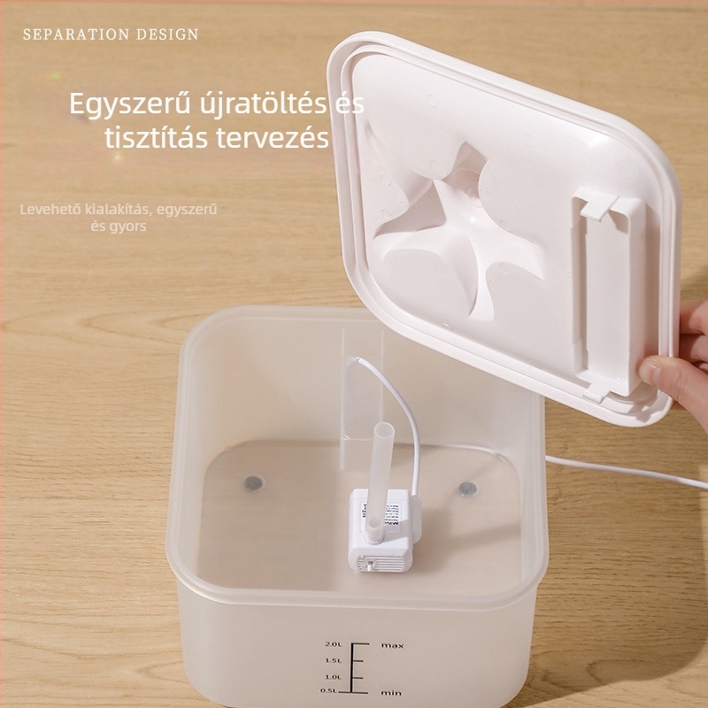 Macska- és kutyák számára vízadagoló automatikus keringéssel, filtrációval és csendes működéssel