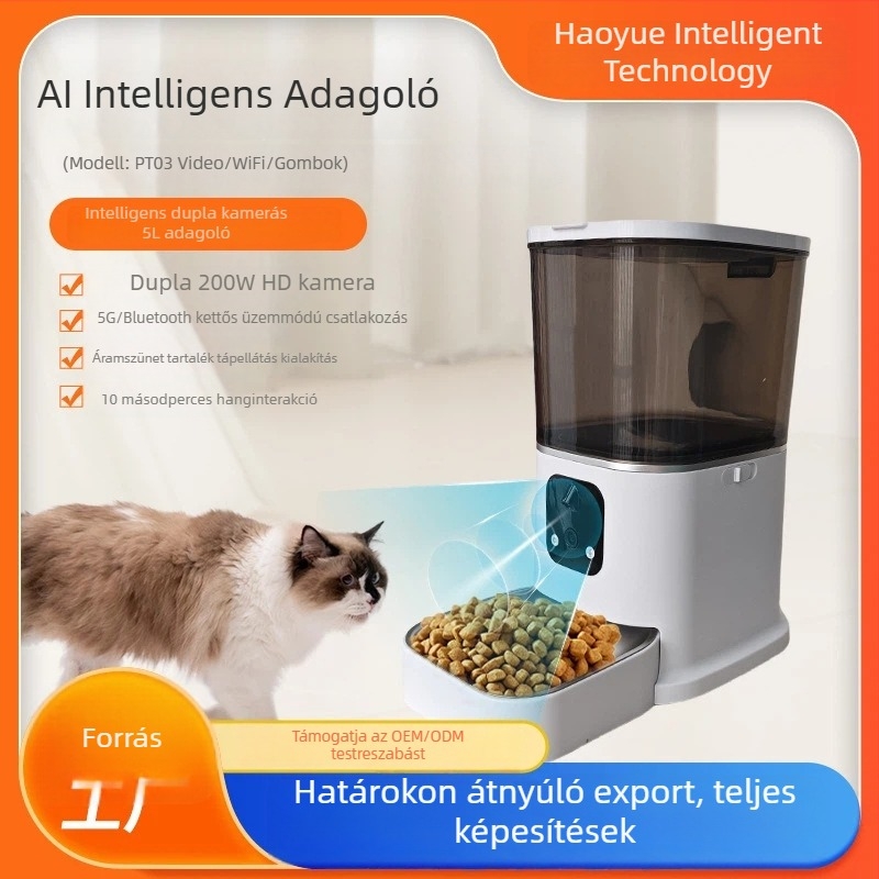 Intelligens háziállat etető kamera és alkalmazással — időzített és adagonkénti etetés macskáknak és kutyáknak