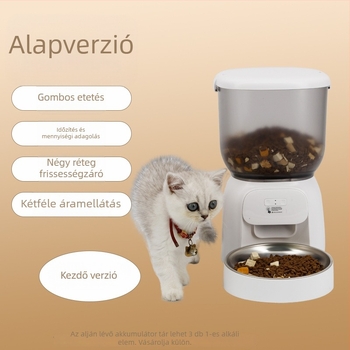 Automatikus kisállat etető időzítővel és adagot szabályozó egységgel macskáknak és kutyáknak, App támogatás, levehető, univerzális kompatibilitás, 1.58 kg