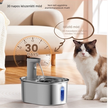 Rozsdamentes acél macska vízadagoló SPF-03-Tr, vezeték nélküli, automatikus keringés, levehető, alkalmas macskáknak és a kutyáknak