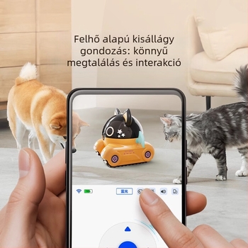 Kutyák és macskák számára kísérő robot, mozgatható távmegfigyelő kamera otthoni használatra