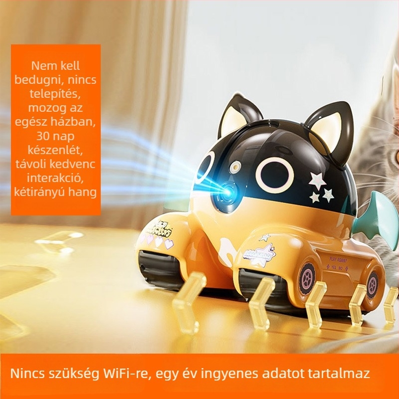 Kutyák és macskák számára kísérő robot, mozgatható távmegfigyelő kamera otthoni használatra
